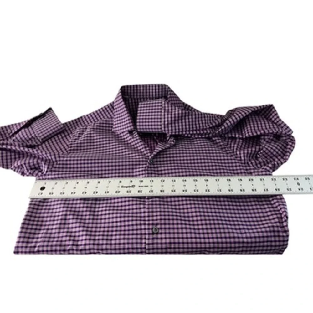 Eton Contemporary Fit Purple Gingham Check Dress Shirt Mens 41 16 L Cotton